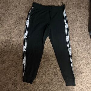 PINK Victoria's Secret Black Joggers with White Stripes